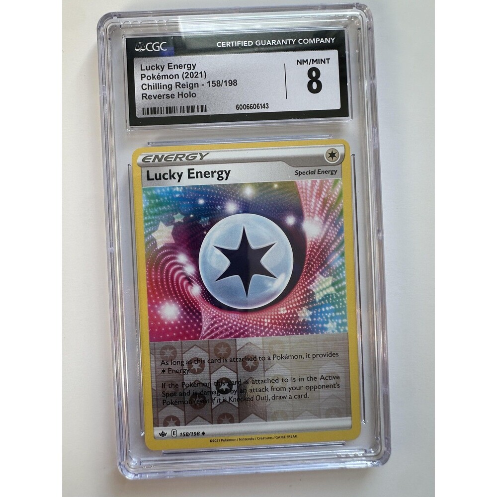 Pokémon Lucky Energy CGC 8 NM/Mint Reverse Holo Chilling Reign 158/198 2021